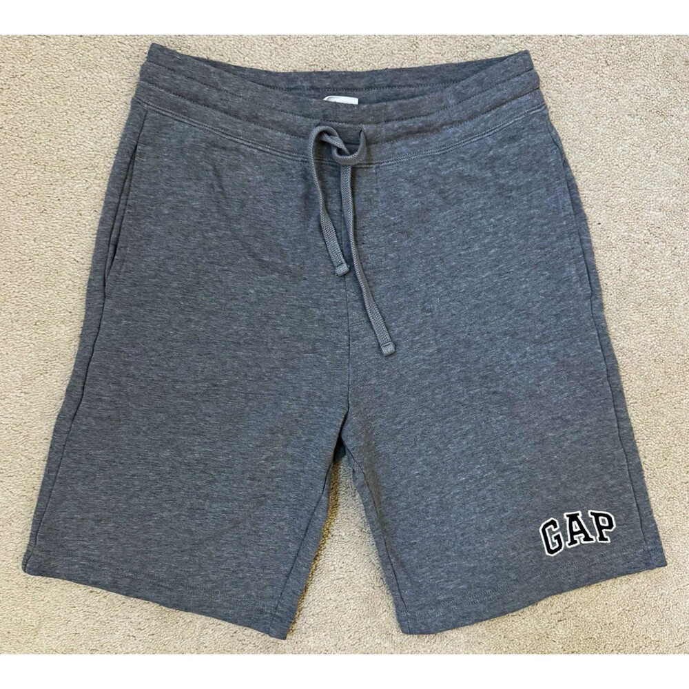 GAP Men’s Gray Fleece Drawstring Athletic Pocket Sweat Shorts Logo Size Small